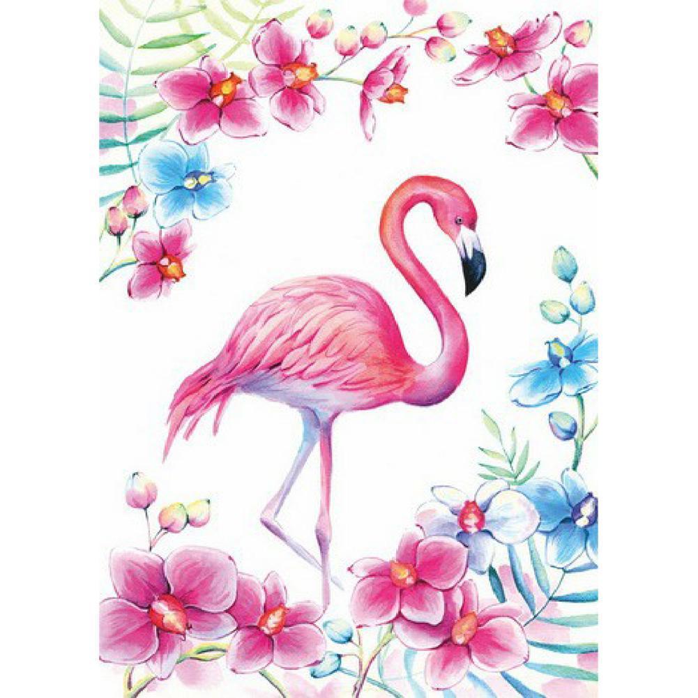 Oiseau rose - peinture complète de diamant - 40x30cm