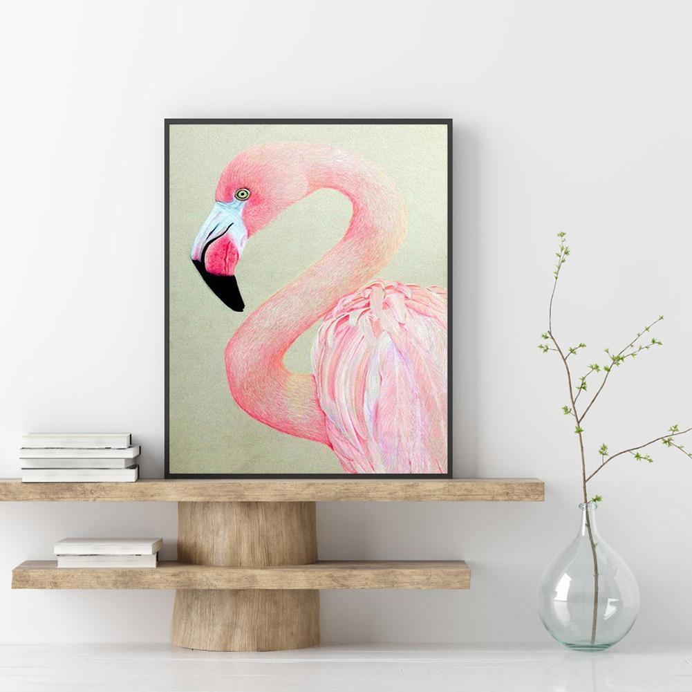 Oiseau rose - diamant rond complet - 30x40cm