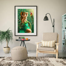 Charger l&#39;image dans la galerie, Fille et perroquet - diamant rond complet - 30x40cm
