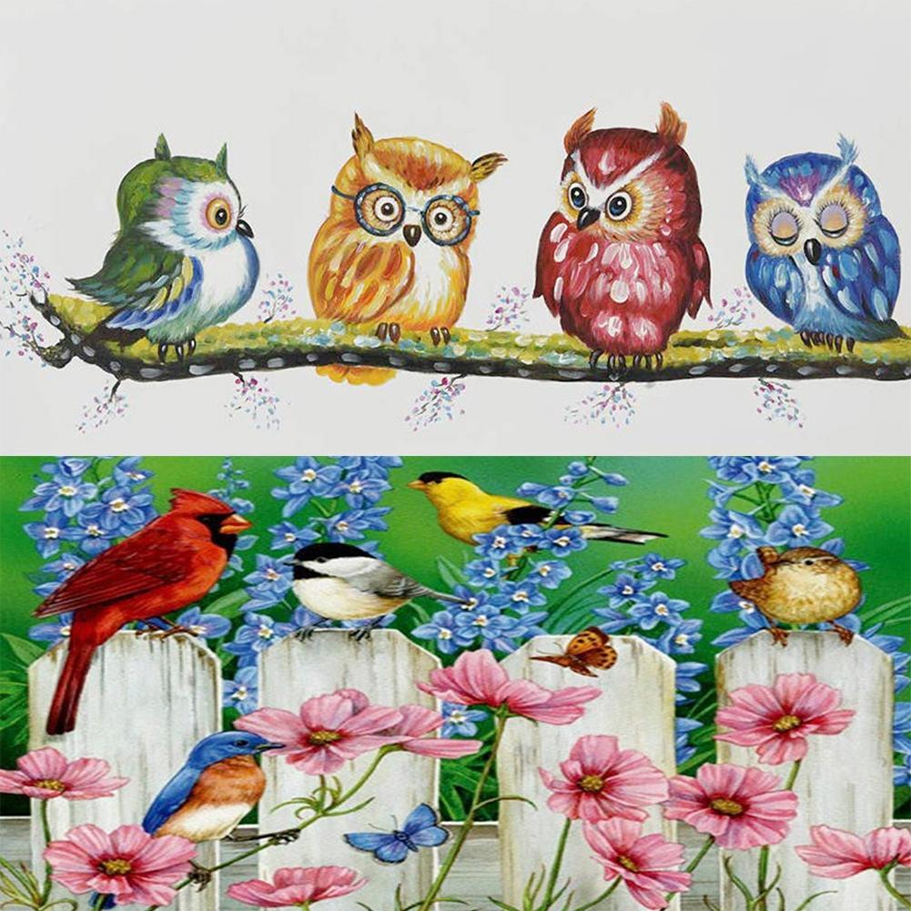 Oiseaux - diamant rond complet - 40x30cm