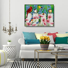 Charger l&#39;image dans la galerie, Oiseaux - diamant rond complet - 40x30cm
