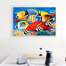Charger l&#39;image dans la galerie, Poisson coloré - diamant rond complet - 40x30cm
