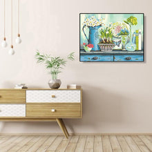 Charger l&#39;image dans la galerie, Table de fleurs - diamant rond complet - 40x30cm
