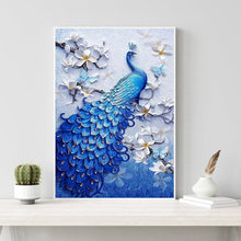 Charger l&#39;image dans la galerie, Peafowl bleu - diamant rond complet - 60x80cm

