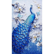 Charger l&#39;image dans la galerie, Peafowl bleu - diamant rond complet - 60x80cm
