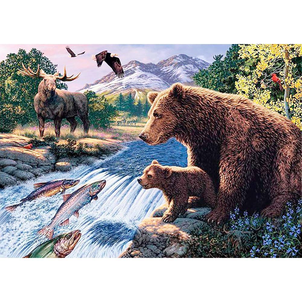 Animals world - diamant rond complet - 40x30cm