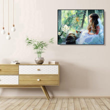 Charger l&#39;image dans la galerie, Fille pensante - diamant rond complet - 40x30cm
