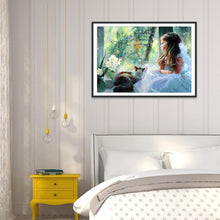 Charger l&#39;image dans la galerie, Fille pensante - diamant rond complet - 40x30cm
