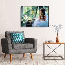 Charger l&#39;image dans la galerie, Fille pensante - diamant rond complet - 40x30cm
