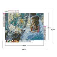 Charger l&#39;image dans la galerie, Fille pensante - diamant rond complet - 40x30cm
