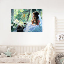 Charger l&#39;image dans la galerie, Fille pensante - diamant rond complet - 40x30cm
