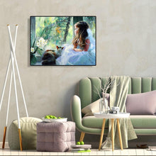 Charger l&#39;image dans la galerie, Fille pensante - diamant rond complet - 40x30cm
