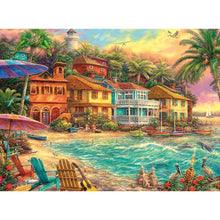 Charger l&#39;image dans la galerie, Coucher de soleil bord de mer - diamant rond complet - 30x40cm
