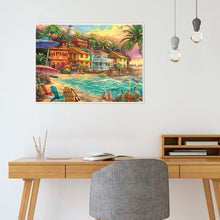 Charger l&#39;image dans la galerie, Coucher de soleil bord de mer - diamant rond complet - 30x40cm
