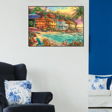 Charger l&#39;image dans la galerie, Coucher de soleil bord de mer - diamant rond complet - 30x40cm
