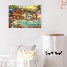 Charger l&#39;image dans la galerie, Coucher de soleil bord de mer - diamant rond complet - 30x40cm
