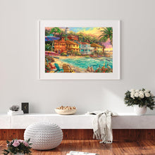Charger l&#39;image dans la galerie, Coucher de soleil bord de mer - diamant rond complet - 30x40cm
