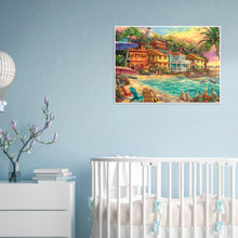 Charger l&#39;image dans la galerie, Coucher de soleil bord de mer - diamant rond complet - 30x40cm
