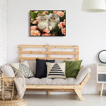 Charger l&#39;image dans la galerie, Chat de fleur - peinture complète de diamant - 40x30cm
