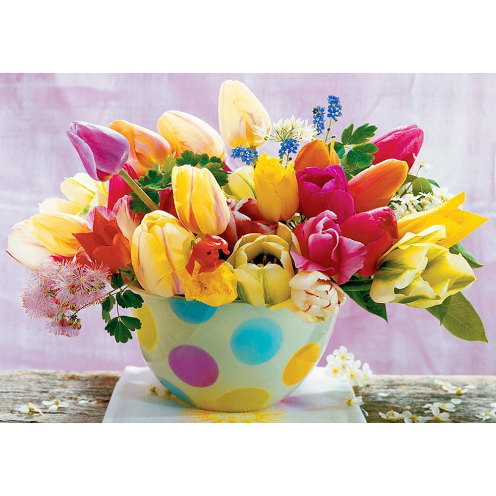 Pot de fleurs - peinture en diamant complet - 40x30cm