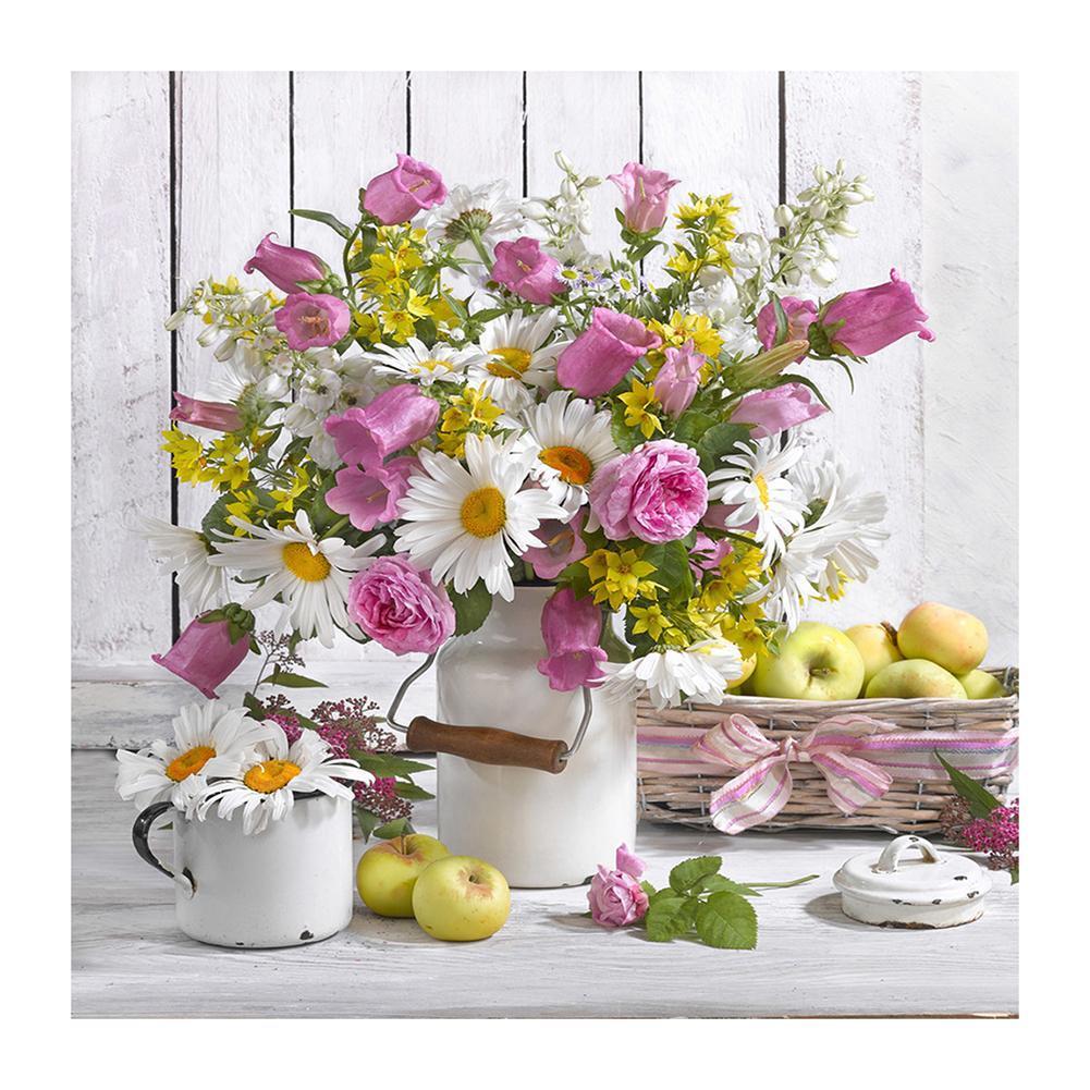 Fleurs élégantes - peinture en diamant complet - 30x30cm