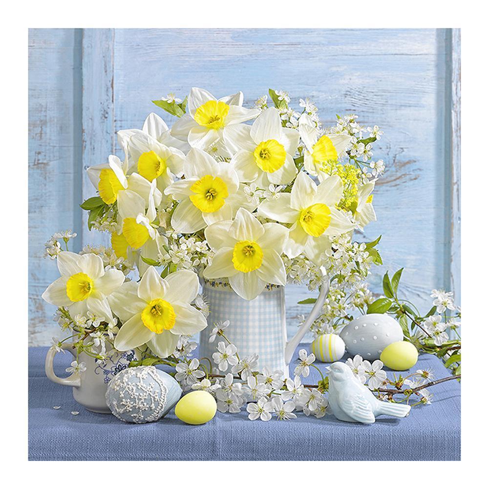 Fleurs élégantes - peinture en diamant complet - 30x30cm