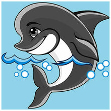 Charger l&#39;image dans la galerie, Dauphin mignon - peinture complète de diamant - 30x30cm
