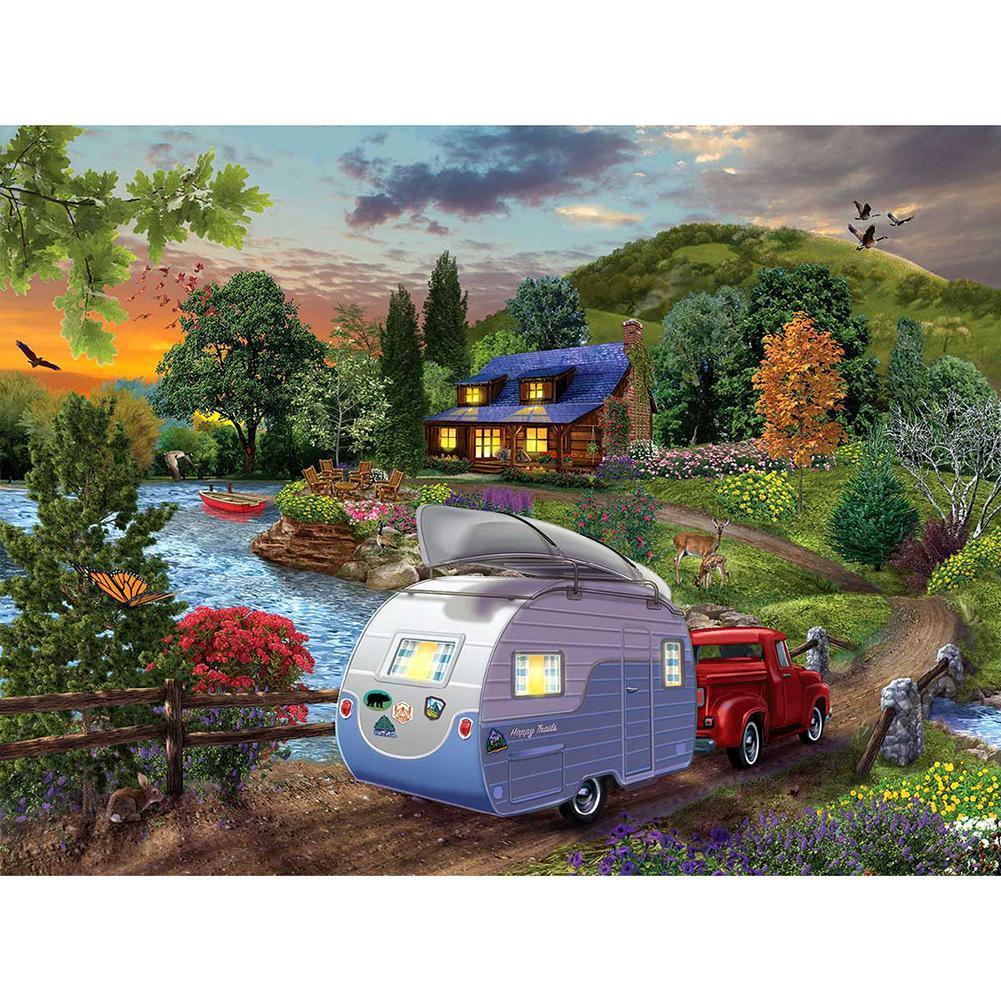 Village tranquille - peinture en diamant complet - 40x30cm