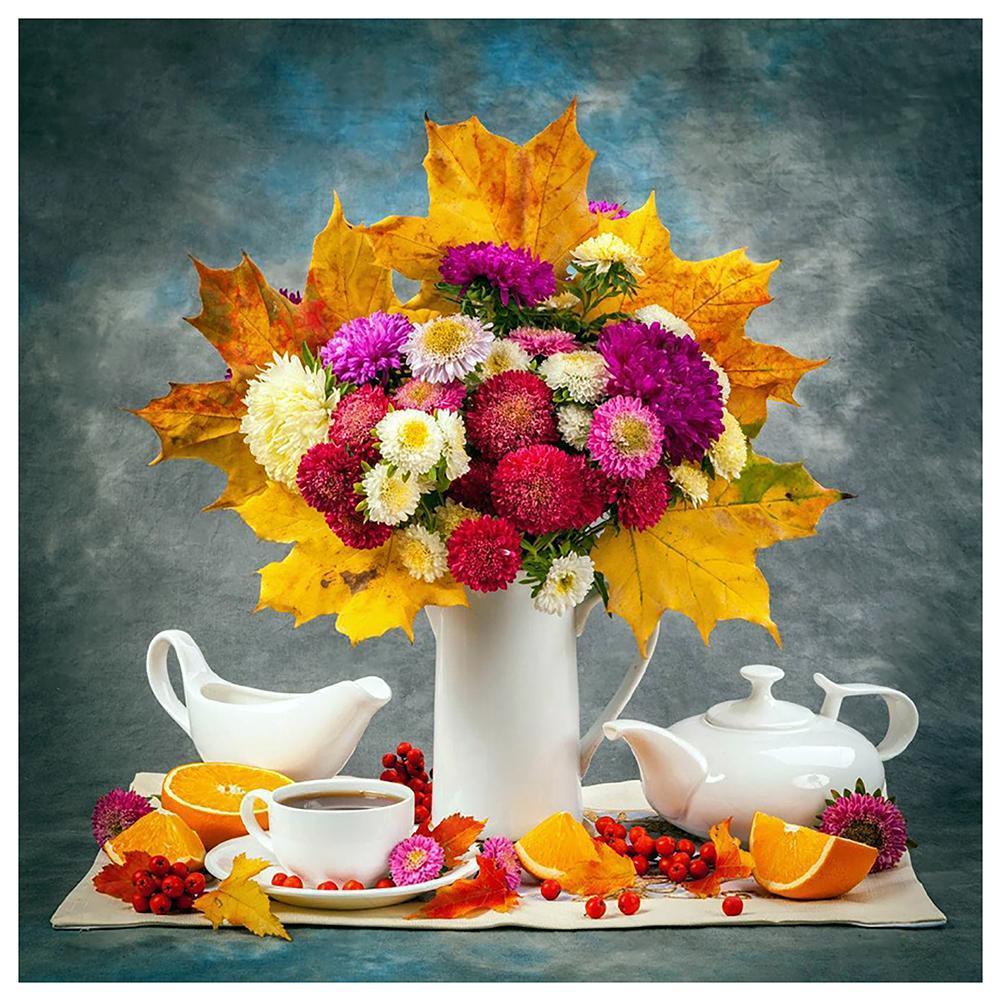 Vase à fleurs - peinture en diamant complet - 30x30cm