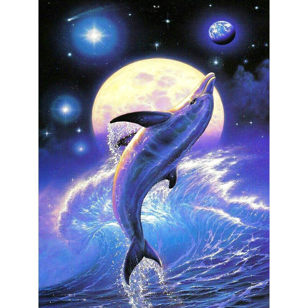 Dolphin - peinture en diamant complet - 40x30cm