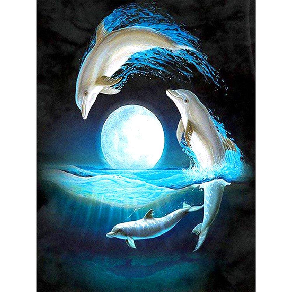 Dolphin - peinture en diamant complet - 40x30cm