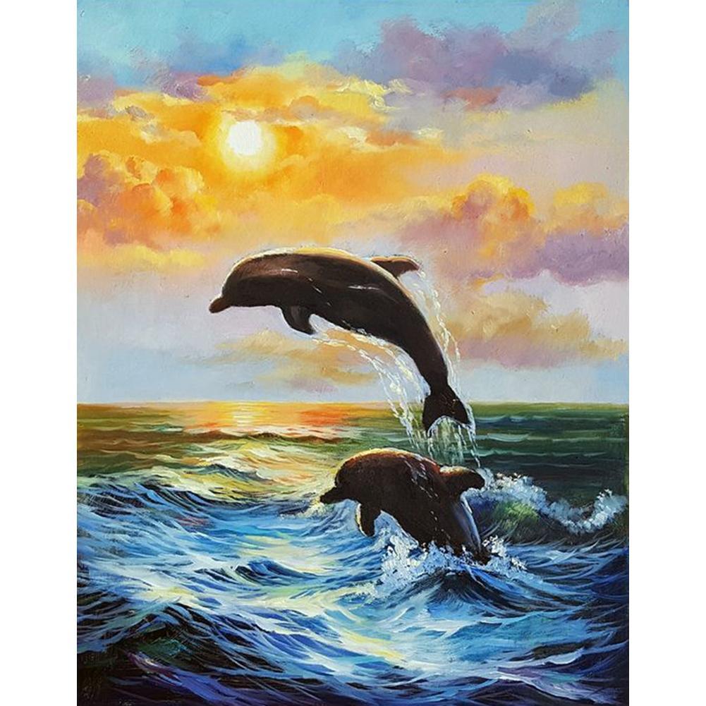 Dolphin - peinture en diamant complet - 40x30cm