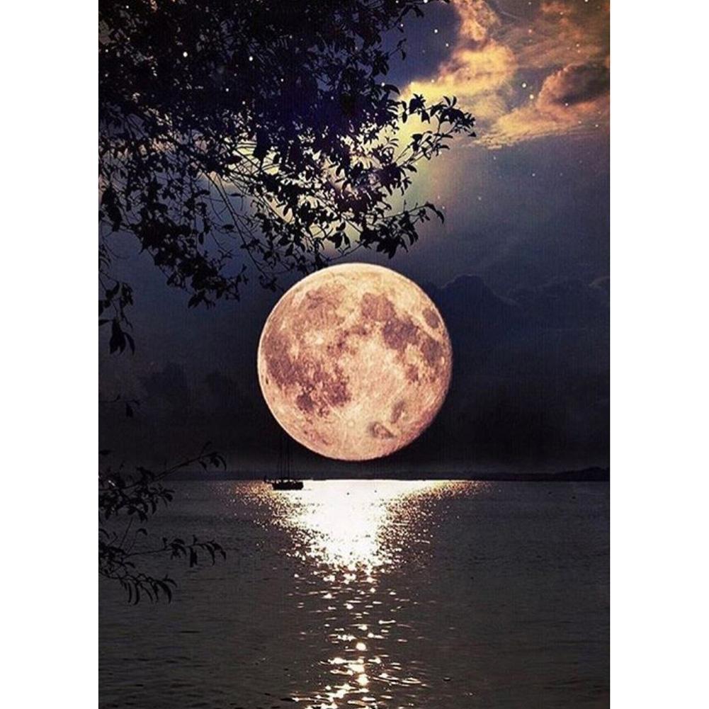Pleine lune carrée - peinture pleine diamant - 40x30cm