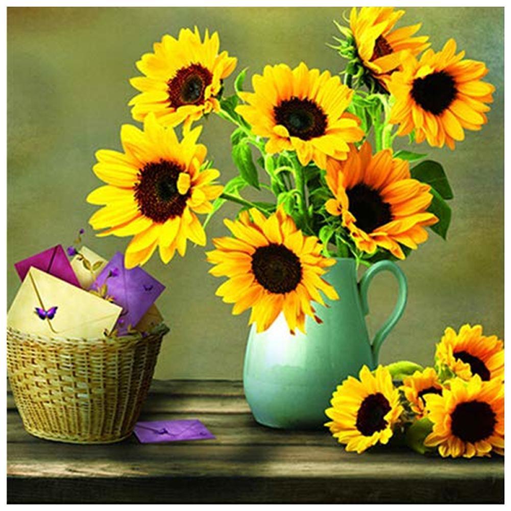 Fleurs chaudes - peinture en diamant complet - 30x30cm