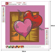 Charger l&#39;image dans la galerie, Coeur d’amour - peinture en diamant complet - 30x30cm
