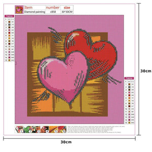 Coeur d’amour - peinture en diamant complet - 30x30cm