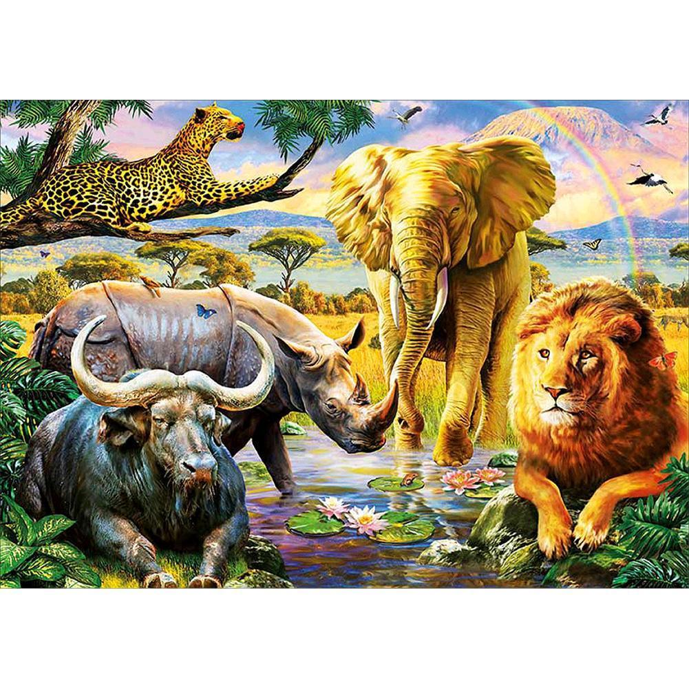 Éléphant - peinture en diamant complet - 40x30cm