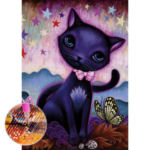 Chat animal - peinture complète de diamant - 30x40cm