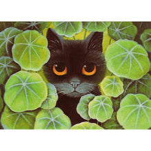 Charger l&#39;image dans la galerie, Chat de feuille de lotus - peinture complète de diamant - 30x40cm

