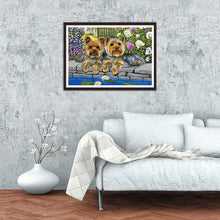 Charger l&#39;image dans la galerie, Chiens de fleur - peinture de diamant complète - 30x40cm
