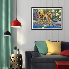 Charger l&#39;image dans la galerie, Chiens de fleur - peinture de diamant complète - 30x40cm

