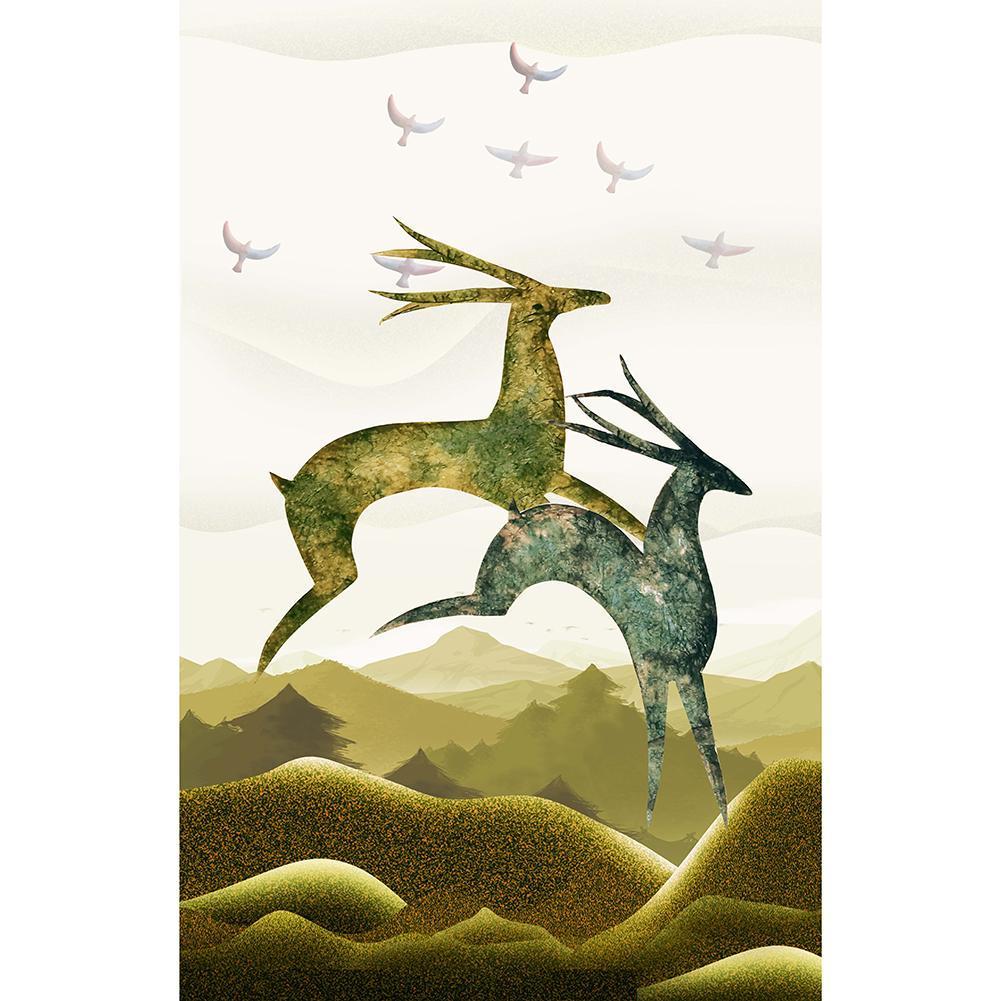 Cerf - peinture en diamant complet - 30x40cm