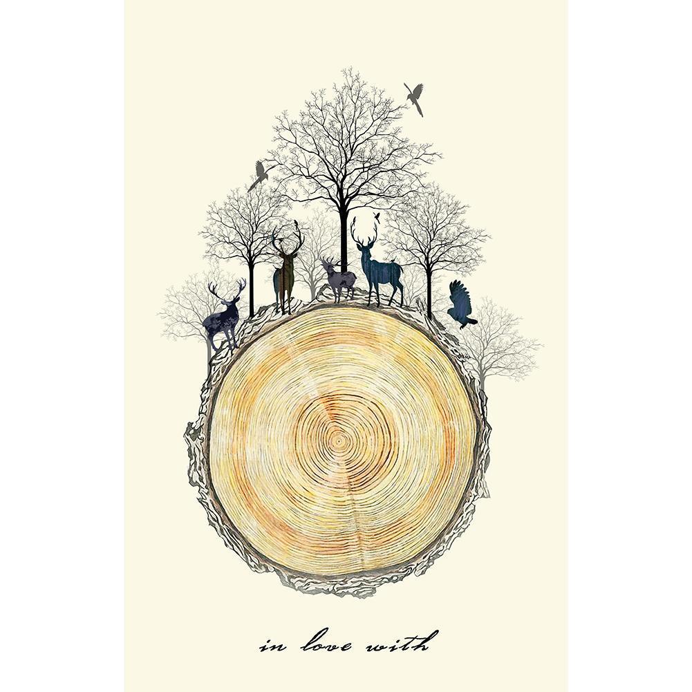 Cerf - peinture en diamant complet - 30x40cm