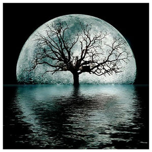 Lune d’arbre - peinture de diamant plein - 30x30cm