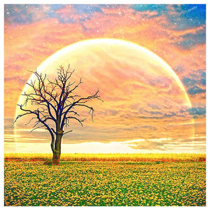 Lune d’arbre - peinture de diamant plein - 30x30cm