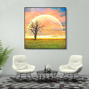 Lune d’arbre - peinture de diamant plein - 30x30cm