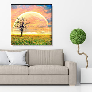 Lune d’arbre - peinture de diamant plein - 30x30cm