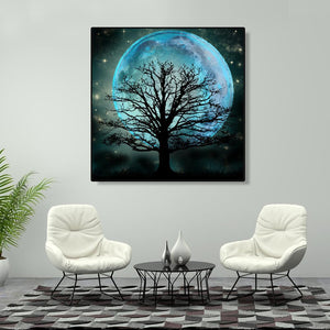 Lune d’arbre - peinture de diamant plein - 30x30cm