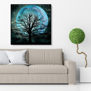 Lune d’arbre - peinture de diamant plein - 30x30cm