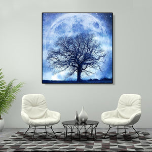 Lune d’arbre - peinture de diamant plein - 30x30cm